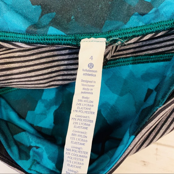 SIZE 4 Lululemon stripe black gray crop has zipper rebel runner - Picture 5 of 6